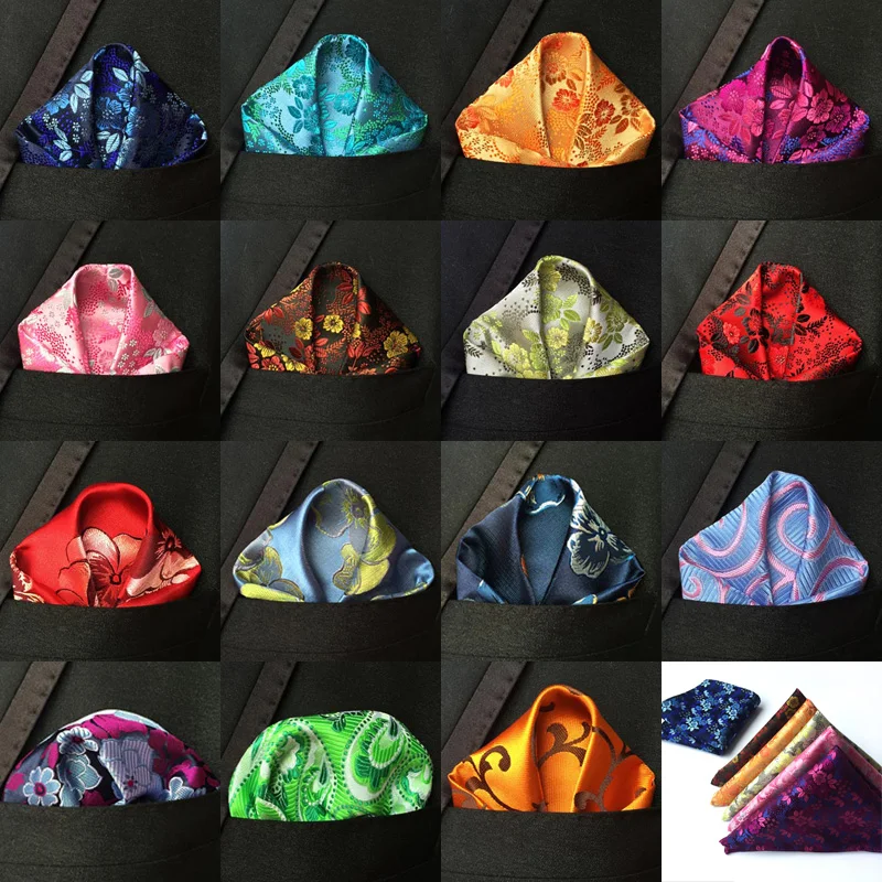 15 Farben Mode Herren Taschentuch Blumen Taschentücher Taschentuch Business Blumen Einstecktuch Brusttuch 25 * 25 cm Image