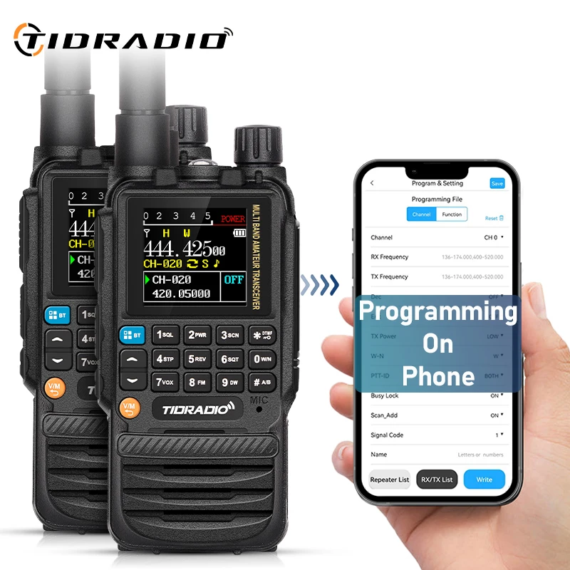 TIDRADIO 2PCS H3 Long Range Walkie Talkie Drahtlose Programmierung Air Band Zwei Weg Radio Tragbare Set HAM GMRS Image