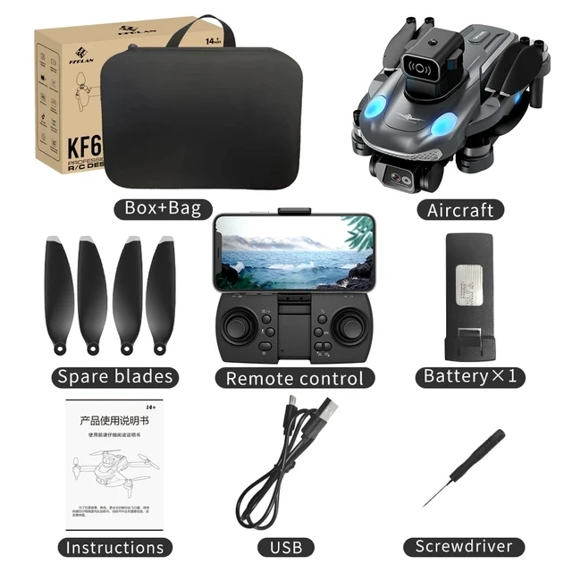 Batteria e Elica per Drone KF613 MAX, Accessori Originali USB per Drone RC KF613, Batteria 3.7V 2000MAH, Parti di Ricambio per Drone RC KF613 MAX