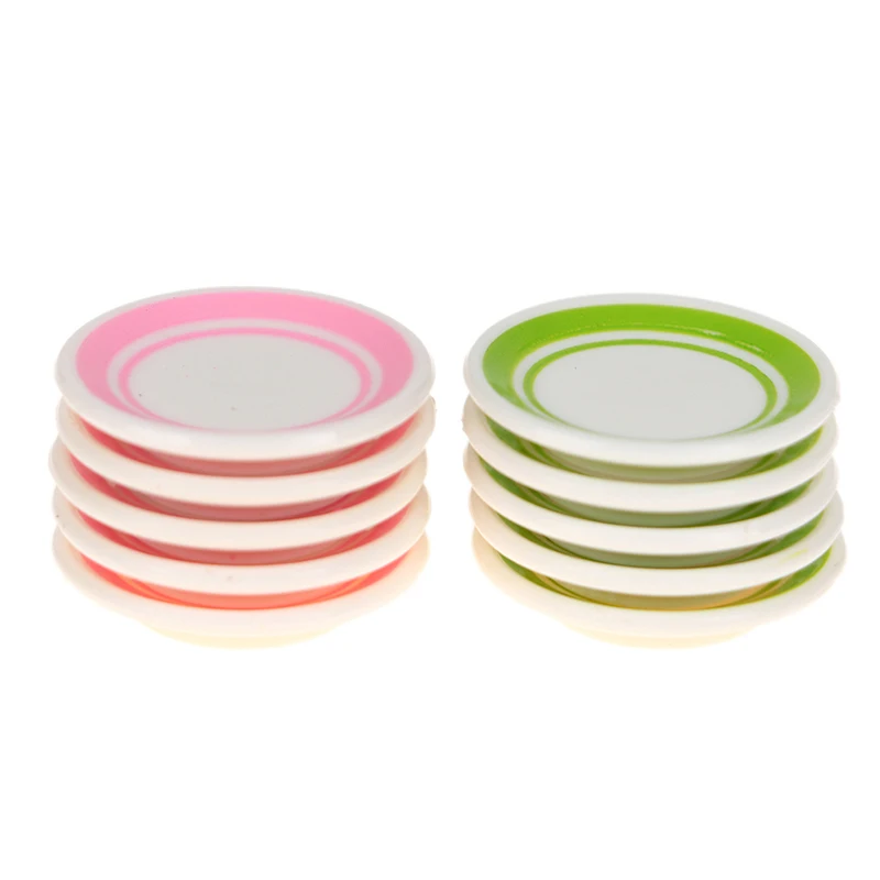 5 pz/lotto casa delle bambole piatti da pranzo colorati bambola durevole Mini piatti alimentari stoviglie accessori per case delle bambole in miniatura giocattoli da cucina