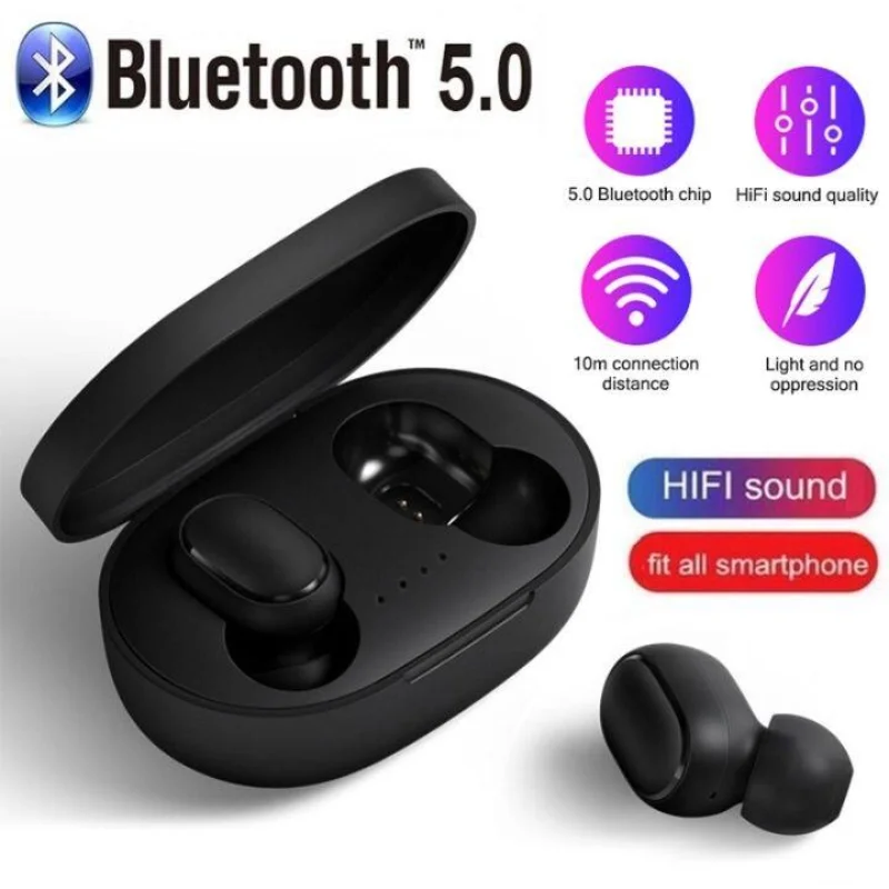 Auricolari Bluetooth A6s TWS, auricolari in-ear Bluetooth 5.0, stereo, con pulsanti, mini auricolari sportivi con microfono, cuffie wireless.