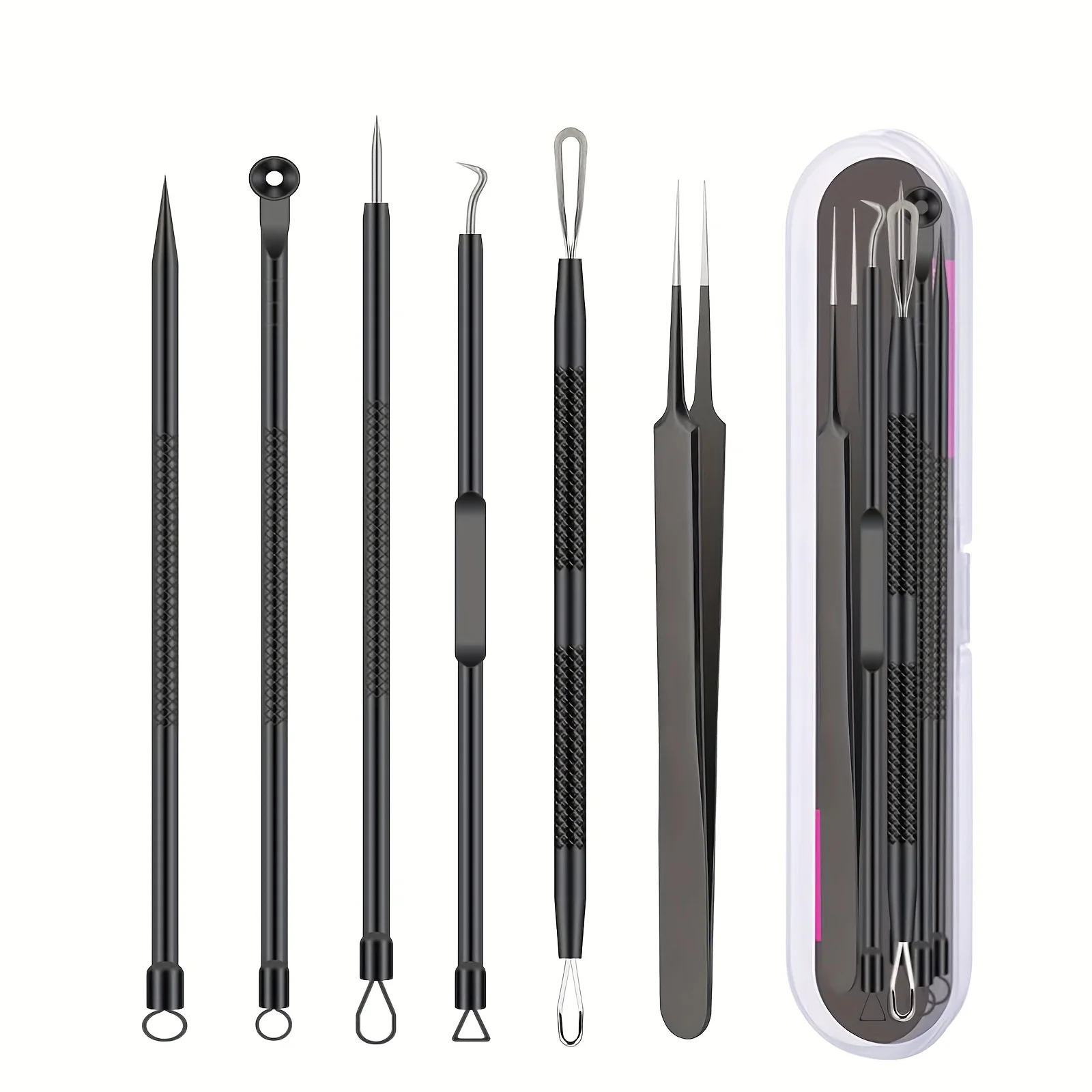 Kit di Strumenti per la Rimozione di Brufoli 1/4/6 Pezzi, Set di Aghi per Punti Neri e Acne, Strumenti per il Trattamento e la Rimozione di Comedoni e Punti Bianchi