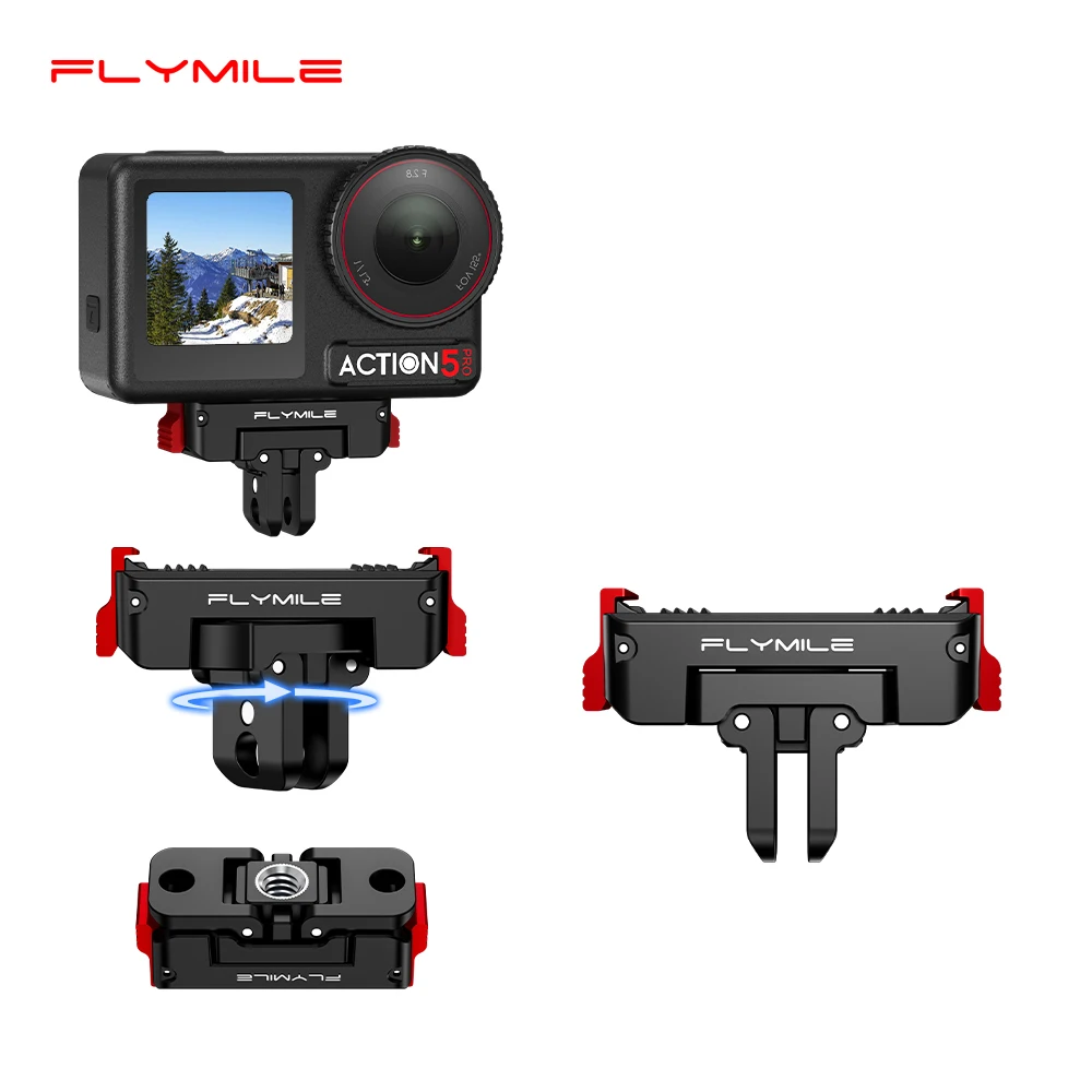 Base Magnetica a Sgancio Rapido Flymile Action 5 Pro con Adattatore a Doppia Artiglio e Foro per Vite da 1/4 per Accessori DJI OSMO 360