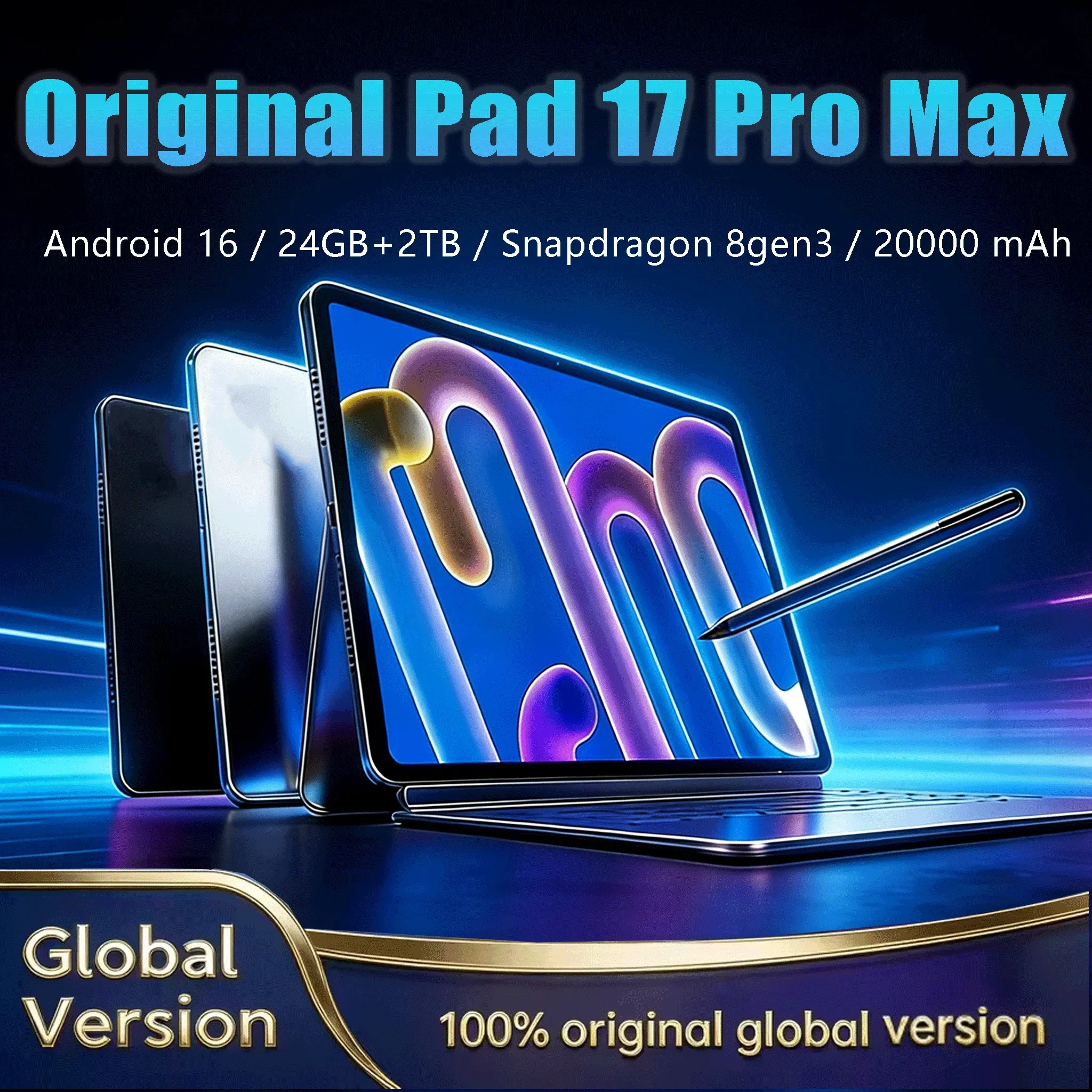 Tablet Android Pad 17 Pro Max 11 pollici 20000mAh 24GB+2TB Android 16 4K HD WIFI con Funzione Chiamata Edizione Globale Originale con SIM Mini PC