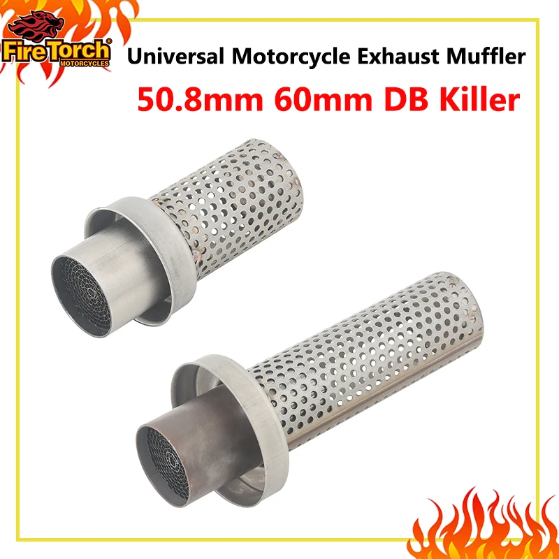 Silenziatore Universale per Moto da 50.8mm 60mm DB Killer Catalizzatore a Rete per Scarico Moto Slip-On