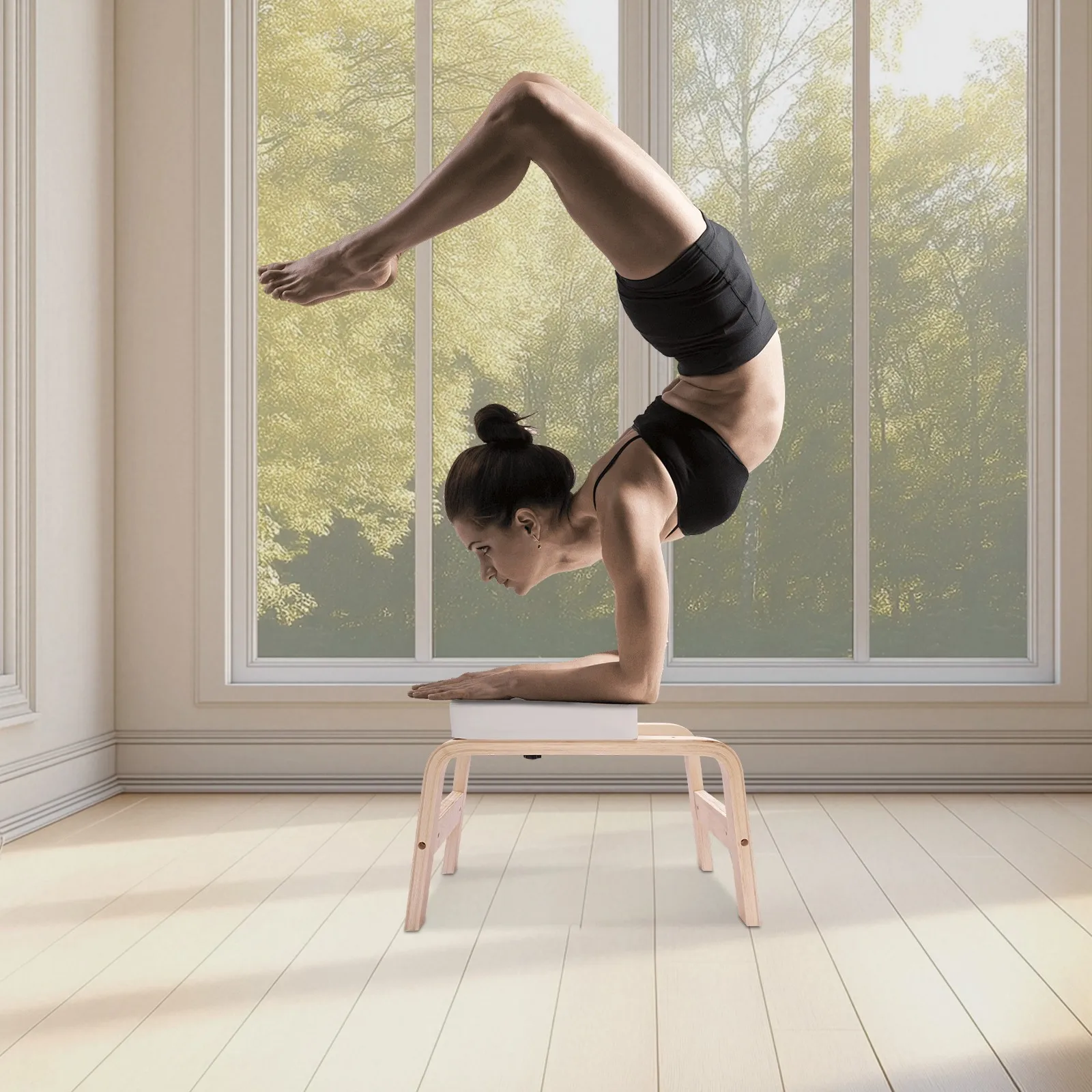 PIÙ NUOVO Sgabello moderno per allenamento yoga Attrezzatura per il fitness staccabile Base a forma di H, panca per testa yoga bianca, carico da 200 kg