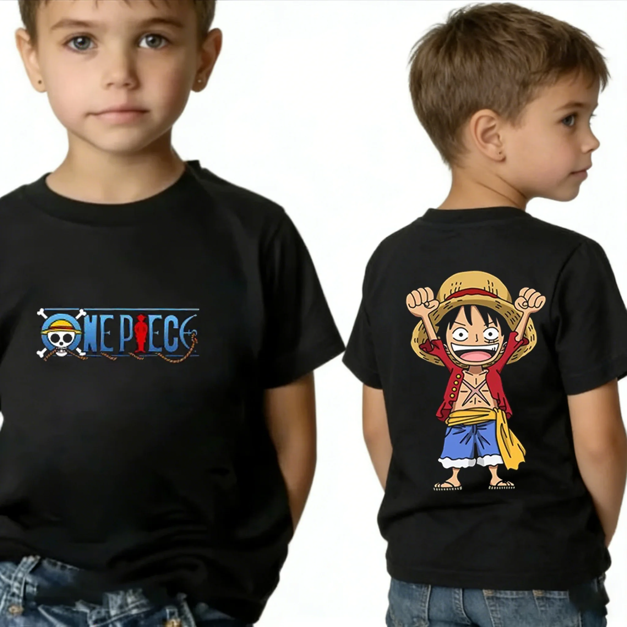 Abbigliamento divertente "One Piece" T-shirt a maniche corte per ragazzi e ragazze per l'estate T-shirt per bambini con cartoni animati T-shirt anime