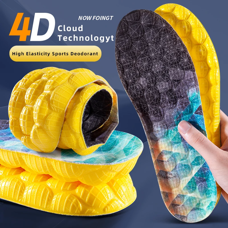 Scarpe da massaggio 4D Solette Soletta sportiva in lattice super morbido per piedi Cestino da corsa Suola per scarpe Supporto per arco plantare Inserti ortopedici Unisex