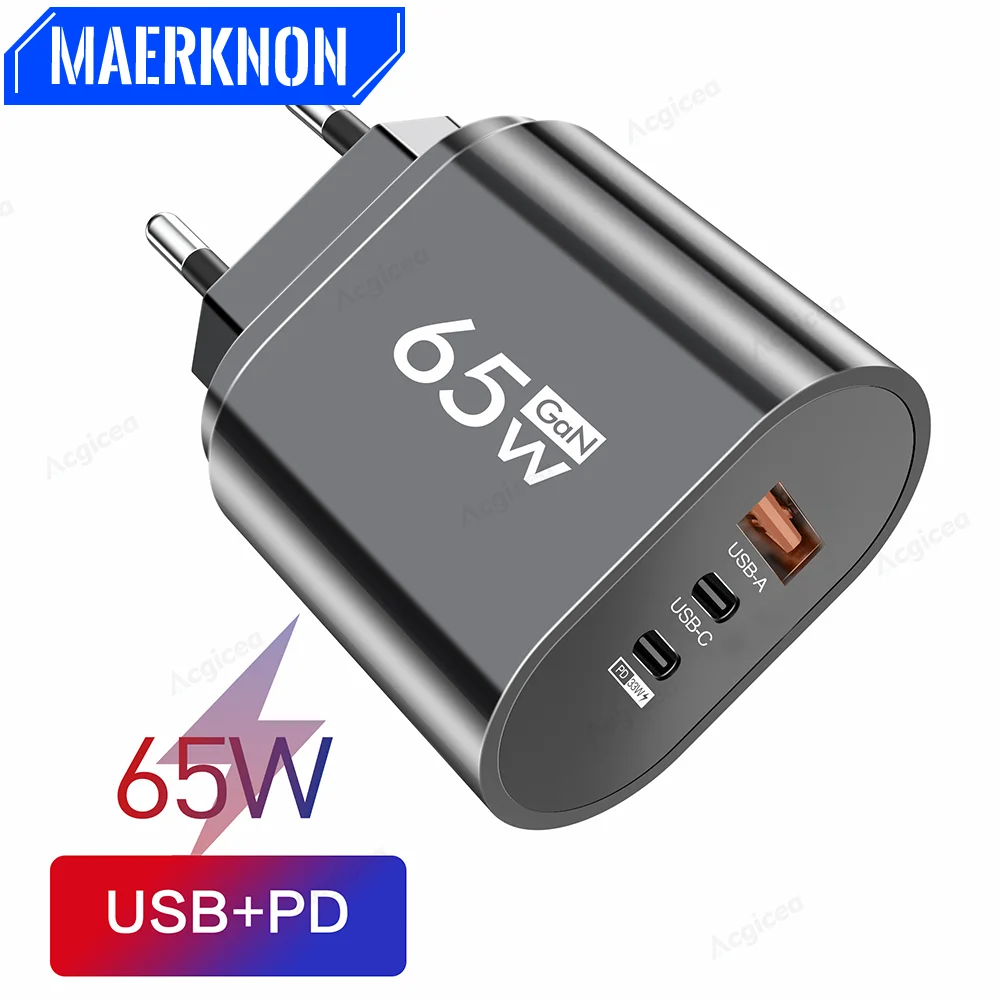Caricabatterie rapido GaN da 65W PD 33W USB tipo C 3 porte ricarica rapida per iPhone 13 Pro iPad Huawei Samsung Xiaomi adattatore per caricabatterie da parete