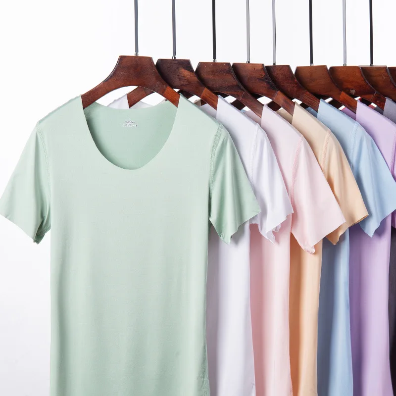 Donne di estate T-shirt di seta del ghiaccio T-shirt Maglia a maniche corte Carro armato Moda Donna Camicette 2023 Sottile y2k Magliette e camicette Canottiera Donna Vestiti
