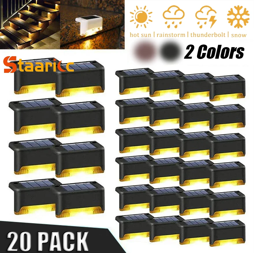 Lampes solaires LED pour extérieur, lampe de jardin, lampe de terrasse, lampe solaire pour escaliers, lampe solaire étanche pour marches, décoration de jardin