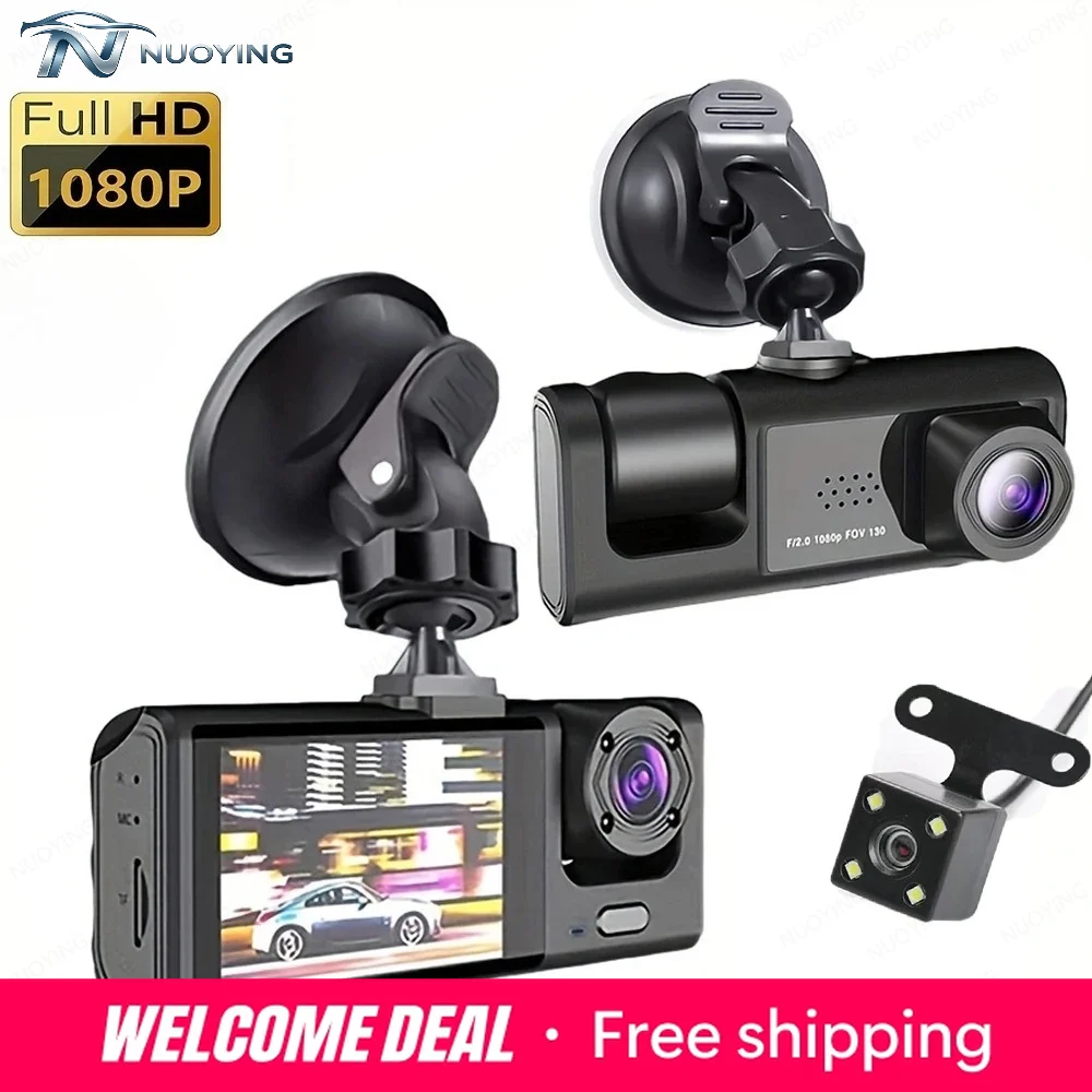 Caméra de tableau de bord double 1080P pour voitures, caméra avant et intérieure, caméra de voiture avec vision nocturne IR, enregistrement en boucle, DVR grand angle pour voiture
