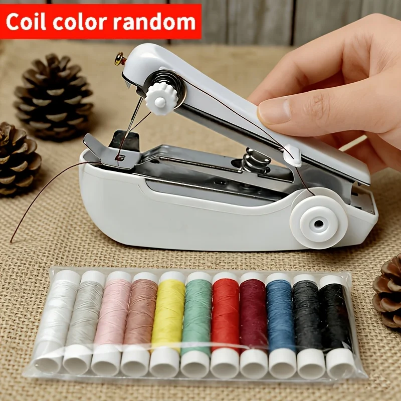 Machine à coudre portable, ensemble de 13 pièces, mini machine à coudre blanche, outil de couture manuel portable, machine à coudre domestique facile à utiliser