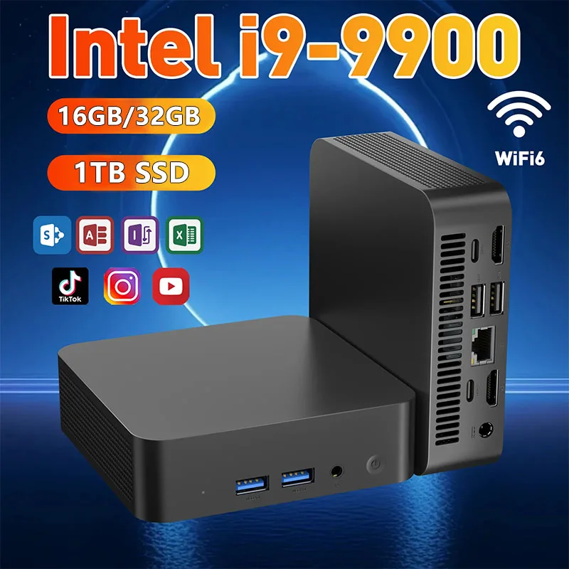 Mini PC Windows 11 Intel Core i3-6006U 16 Go/32 Go de RAM + 256 Go/512 Go/1 To/2 To de ROM SSD Wi-Fi 6 Bluetooth 5.2 Mini PC de jeu, bureau et études