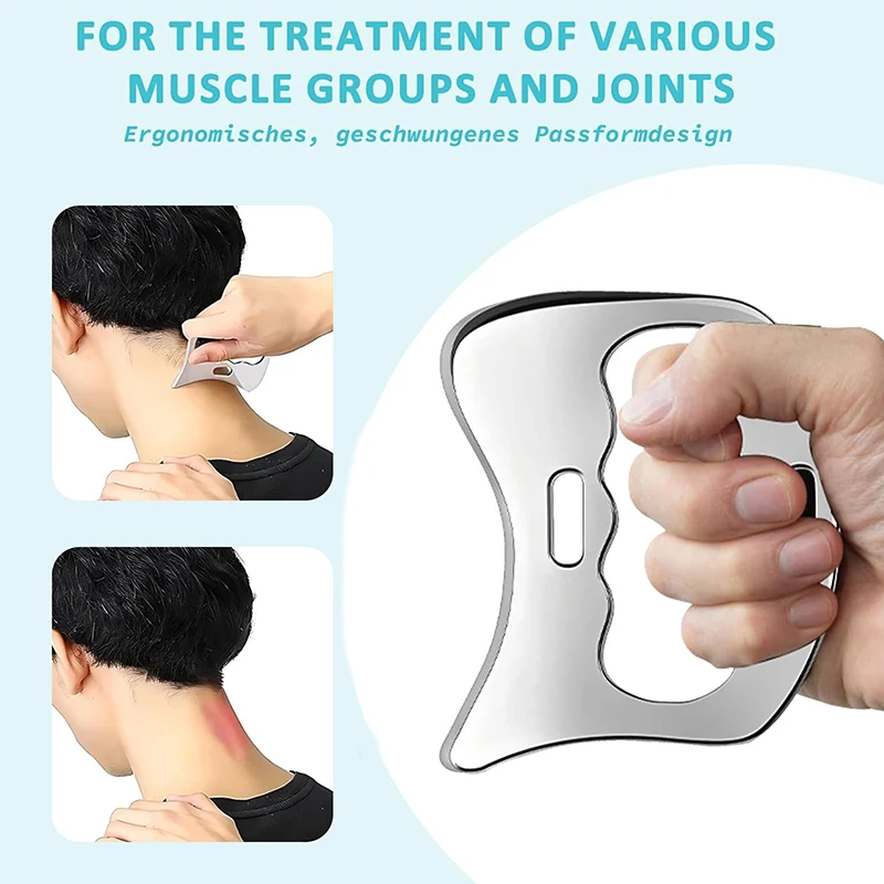 Bâton de massage Gua Sha en acier inoxydable pour relaxation des tissus profonds, anti-cellulite, amincissement du corps, planche de raclage, massage musculaire et relaxation