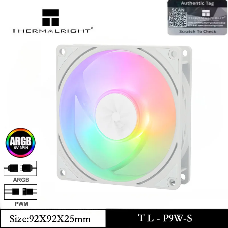 Thermalright TL-P9W-S 1/3/5 pièces ventilateur CPU ARGB boîtier PC silencieux 4PIN PWM ordinateur 2200 tr/min vitesse 9225 spécifications refroidisseur ventilateur