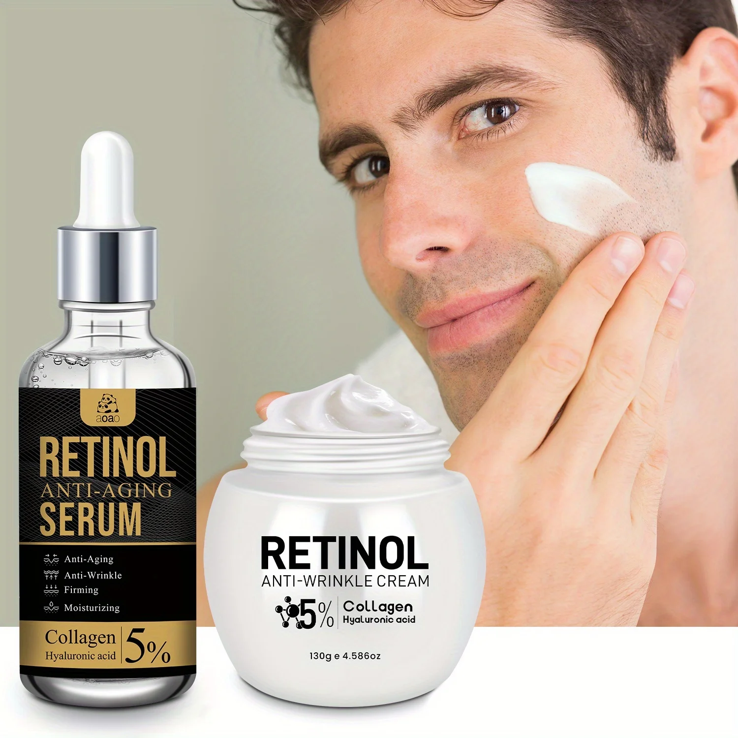 Ensemble de soins de la peau du visage anti-rides pour hommes - Routine de soins du visage hydratante, délicate, raffermissante et lissante pour hommes