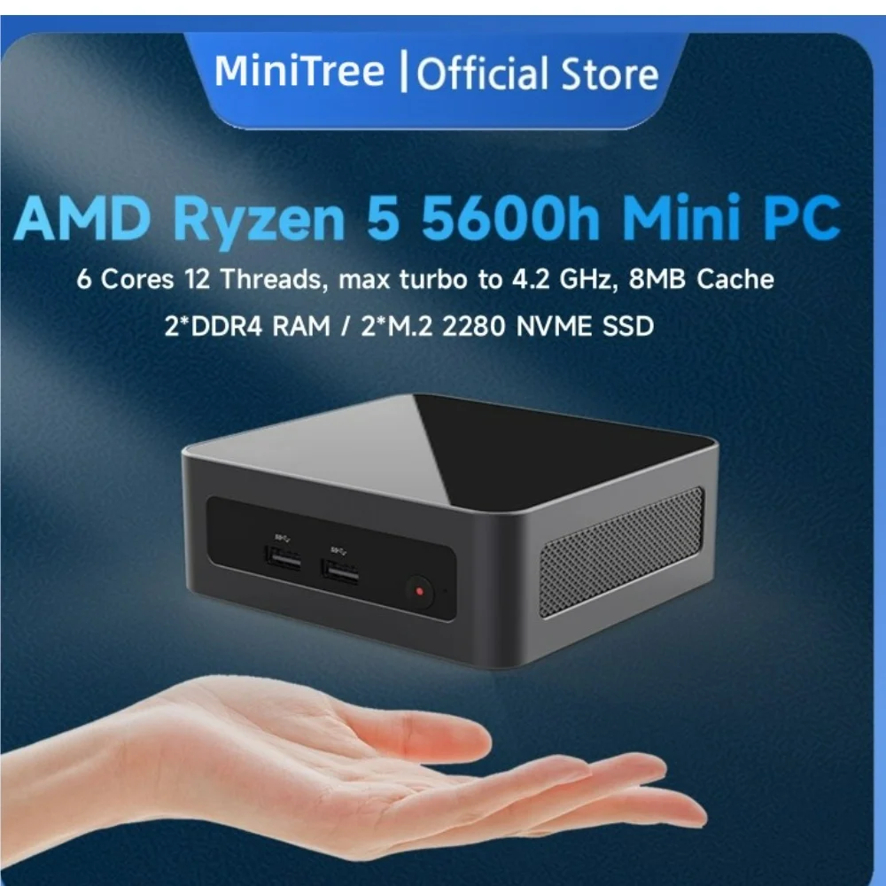 AMD NUC Mini Box PC Ryzen 5 5600H 5625U 8GB DDR4 256GB SSD Dual HD Display Windows11 Home Office Gamer Desktop Mini Computer