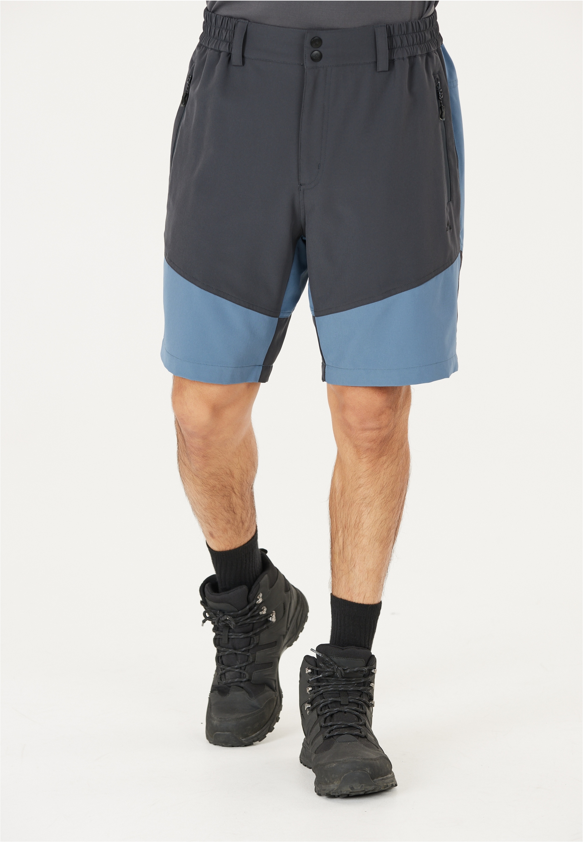 Shorts WHISTLER "AVIAN M ACTIV STRETCH", Herren, Gr. M, US-Größen, blau (grau, blau), 92% Polyester, 8% Elasthan, unifarben, kurz, Hosen Shorts, mit komfortablem Funktionsstretch