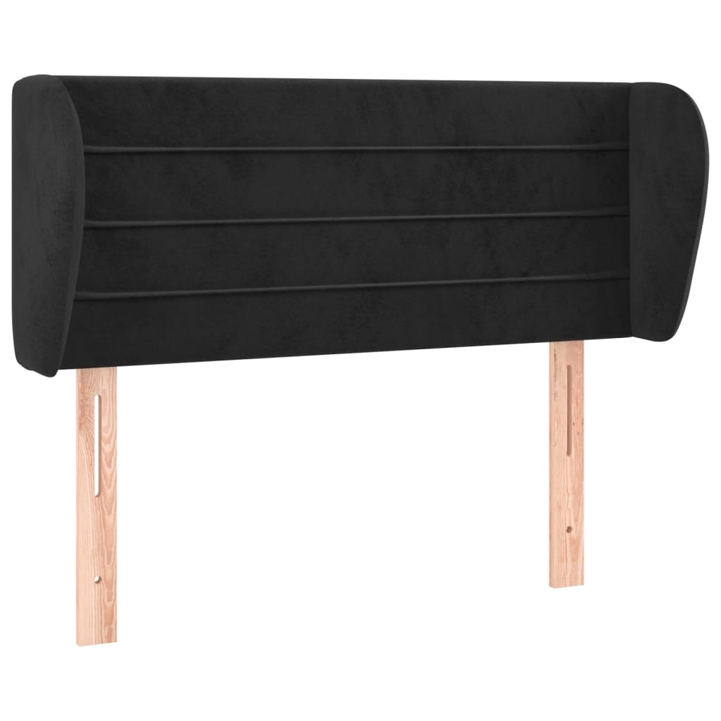 Décoshop26 - Kopfteil Schlafzimmeraccessoire Möbelstück mit Seitenteil 103 x 23 x 78/88 cm schwarzer Samtstoff TDL0204588 Image