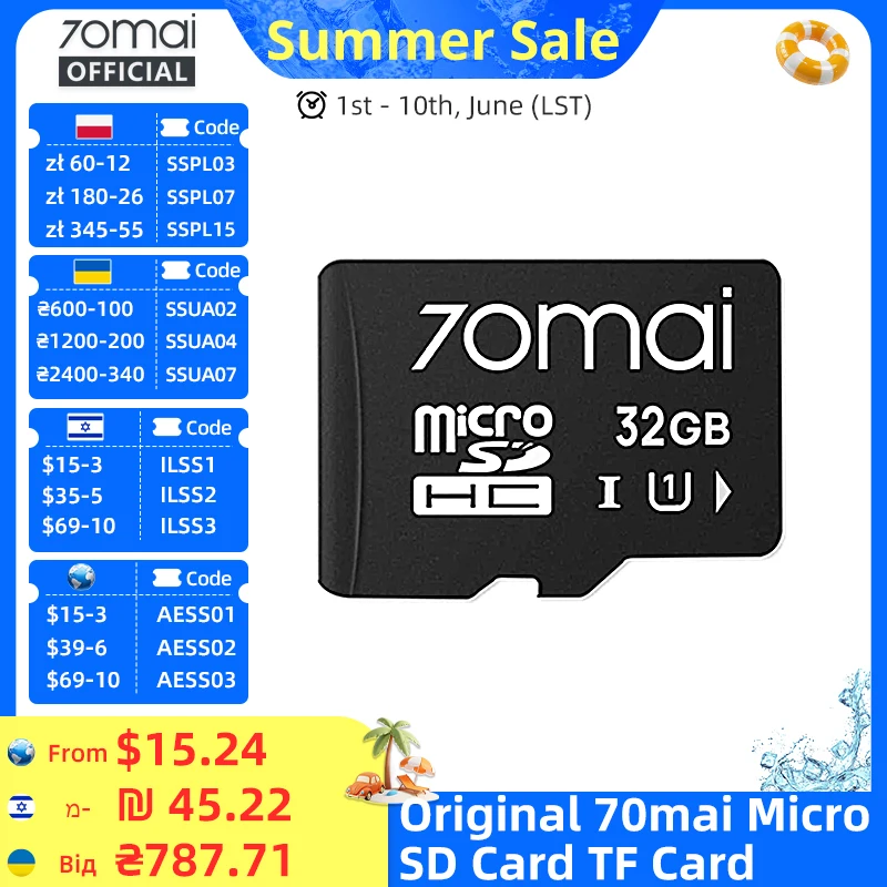 Original 70mai Micro SD Karte TF Karte UHS-3 Ebene für 70mai T800 X800 A810 A510 A800SE A800S A500S A200 70mai Speicher Karte Image
