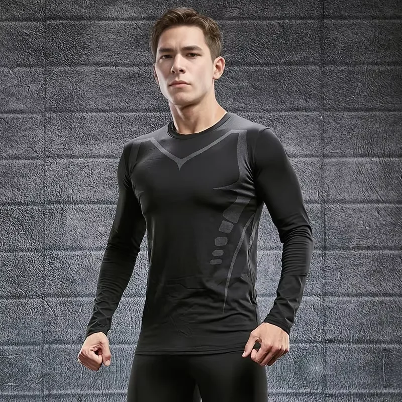 Männer T-shirt Männer Laufen Sport T Shirt Männer Kompression Fitness Tops T Quick DryTight Training Gym Sport Lauf Shirts Image