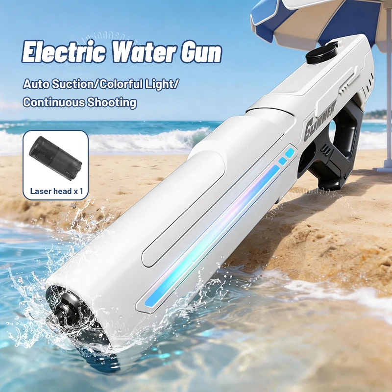 Elektrische Wasserpistole mit Automatischer Ansaugung, Dauerfeuer, LED-Licht, Hochdruck, Sommer-Strand-Pool-Wasserblaster-Spielzeug für Erwachsene und Kinder Image
