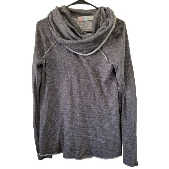 Free People Tops | Free People Fp Beach Boho Cocoon Slouchy Cowl Pullover Gray One Size | Color: Gray/Red | Size: Os