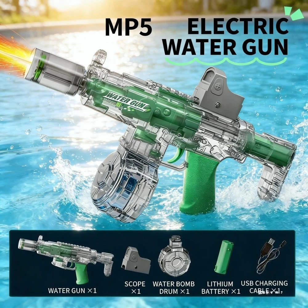 Elektrische Wasserpistole mit simuliertem Flammeneffekt, großes Fassungsvermögen, Sommer-Outdoor-Strand-Schwimmbad-Spielzeug für Kinder und Erwachsene Image