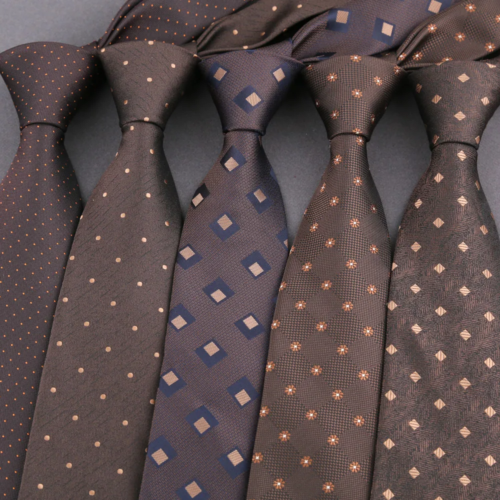 Luxuriöse Krawatte für Herren, Retro-Krawatte, Jacquard, 8 cm, handgeknüpfte braune Krawatte, Herrenkrawatten, Business, Hochzeit, vielseitig einsetzbar, Geburtstagsgeschenk Image