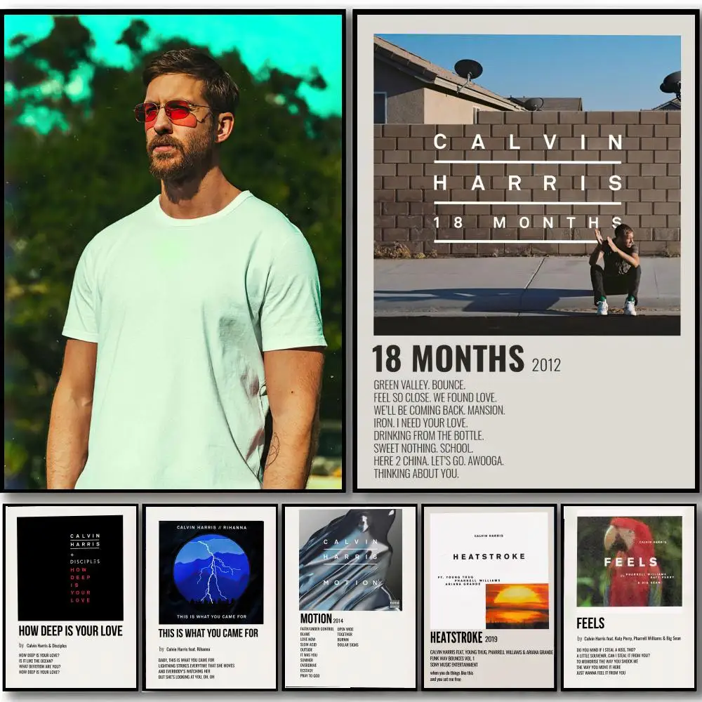 Berühmtes Poster für DJs der elektronischen Tanzmusik, C-Calvin Harris, HD-Kunst, selbstklebende Wanddekoration, wasserfest, für Zuhause, Schlafzimmer, Bar, ästhetische Dekoration Image