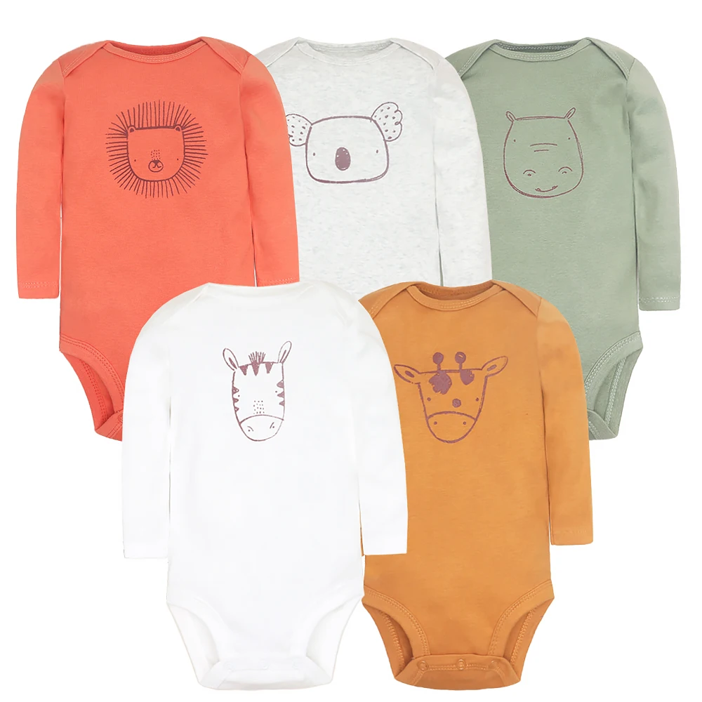 5er-Pack Frühling Herbst Baby Kleidung Cartoon Baby Jungen Langarm Body Weiche Baumwolle Outfits für 0-24 Monate infant Bebe Kleidung Image