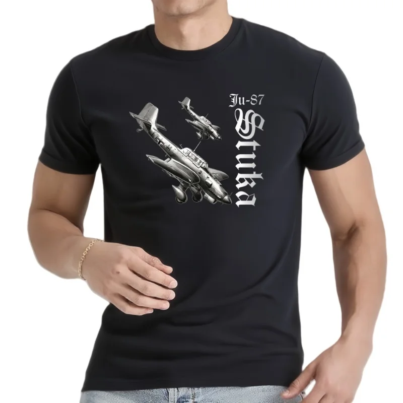 WWII Allemand Ju-87 Stuka Plongée Bomber T-Shirt 100 % Baumwolle O-cou D' À Manches Courtes Casual Hommes T-Shirt Taille S-3XL