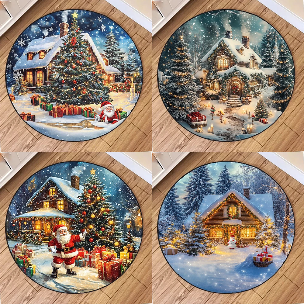 Weihnachten Weihnachtsmann Snowhouse Bedruckter Teppich Kinderzimmer Fußmatten Wohnzimmer Teppiche Waschbarer Teppich für Heimdekoration Matte Image