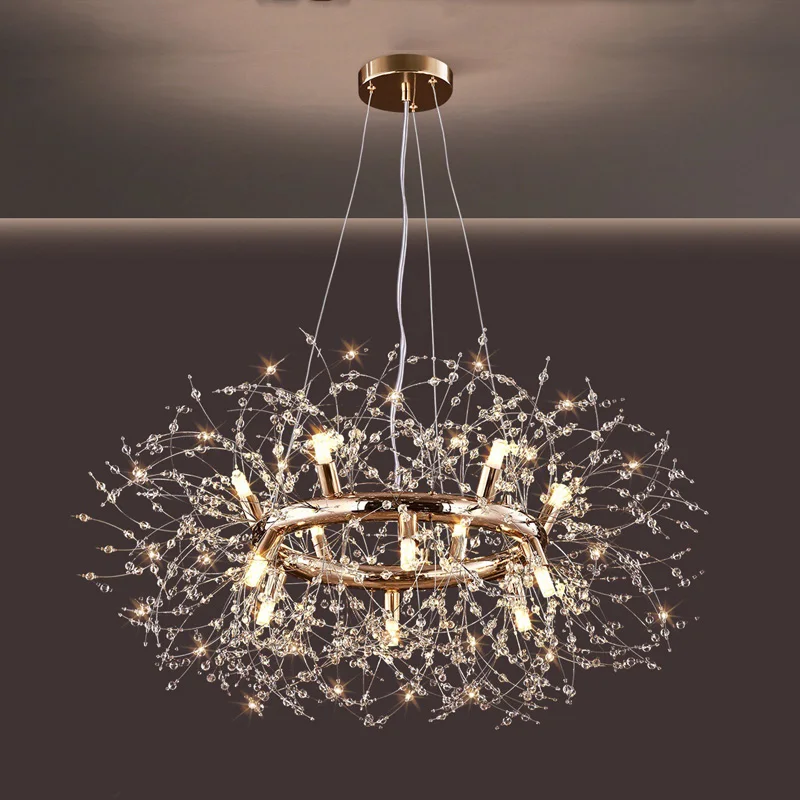 Moderne LED Anhänger Lichter Löwenzahn Kronleuchter Esszimmer Wohnzimmer Bar Runde Persönlichkeit Kreative Kunst Kristall Decken Lampen