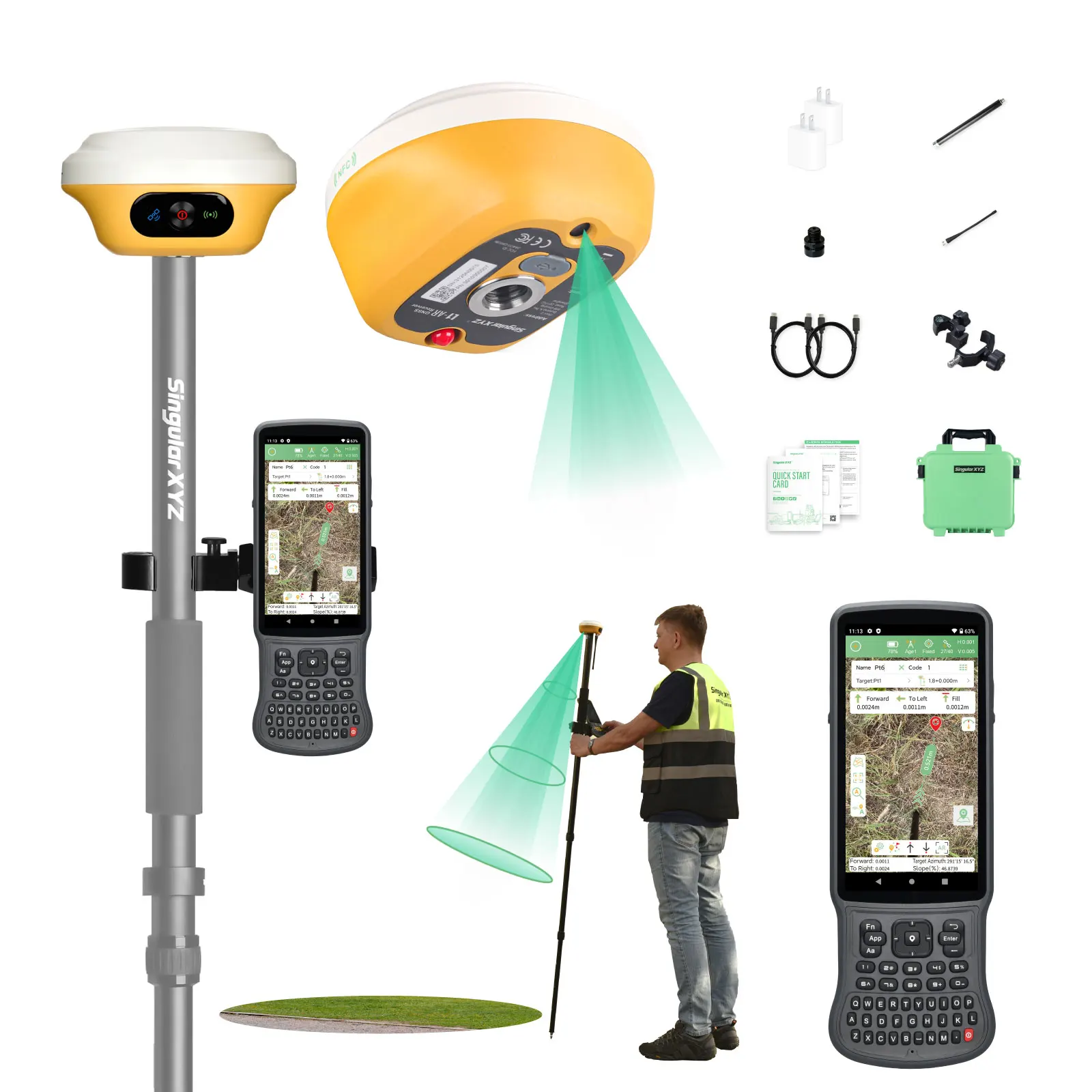 SingularXYZ L1 AR Hochpräziser GNSS RTK-Empfänger GPS-Rover-Set mit AR-Abstecklaser und IMU-Neigungsmessung Image