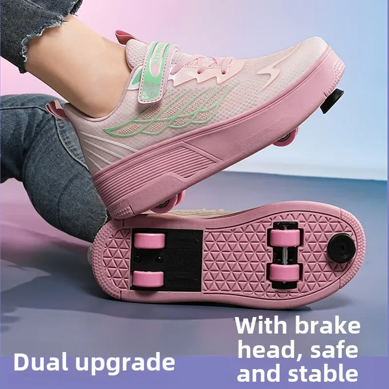Inline-Rollschuhe für Kinder, abnehmbare Schuhe mit Rollen, Skate-Mädchen, 4-Räder, Powerslide-Skates, Kinder-Turnschuhe, Schuhe mit Rad