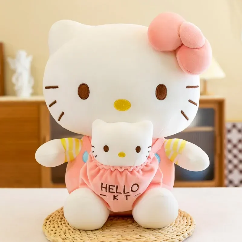 32 cm große Sanrio Mutter-und-Kind-Plüschpuppe Hello Kitty Rose, Cartoon-Anime-Stofftier, weiche Plüschpuppe, Begleitspielzeug, Kindergeburtstagsgeschenk