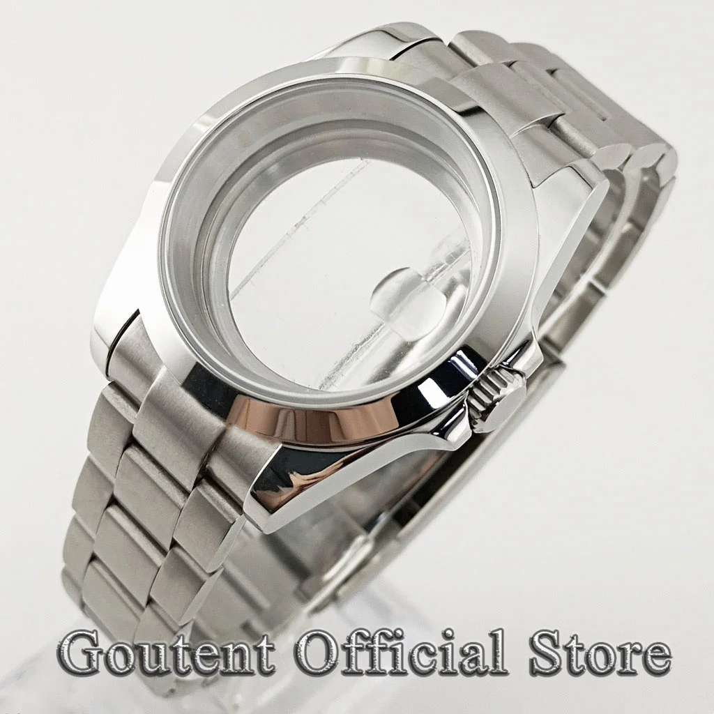 Goutent neues 36/39 mm Saphirglas-Silber-Herrenuhrengehäuse, passend für NH34 NH35 NH36 ETA 2824 PT5000 Automatikwerk Image