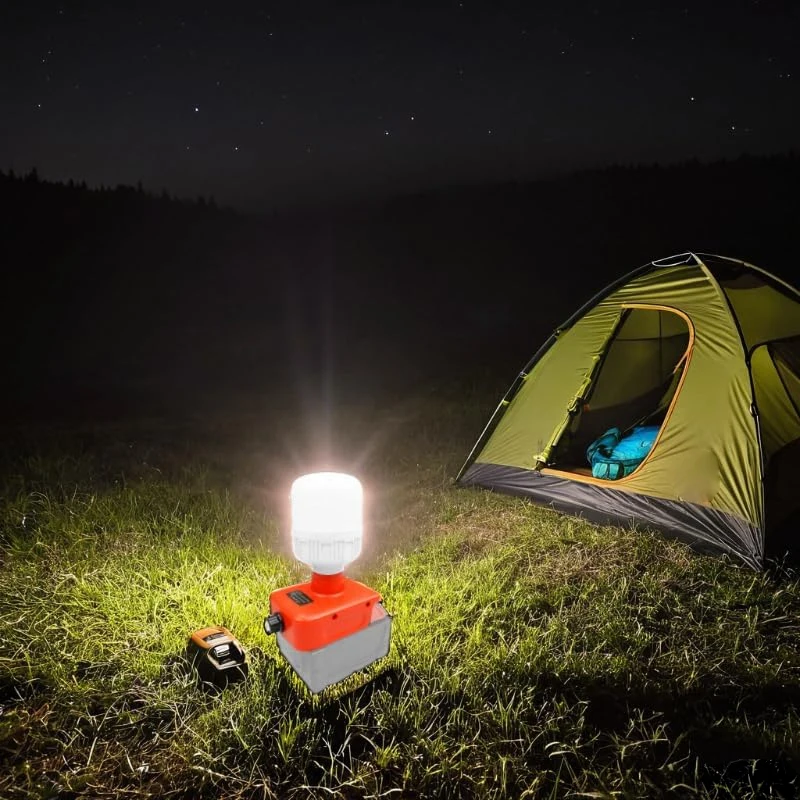 Drahtlose LED-Arbeitsleuchte, LED-Taschenlampe, E27-LED-Birne für Makita/Dewalt/Milwaukee/Einhell, 18 V, 20 V, Batterie, einstellbare Helligkeit