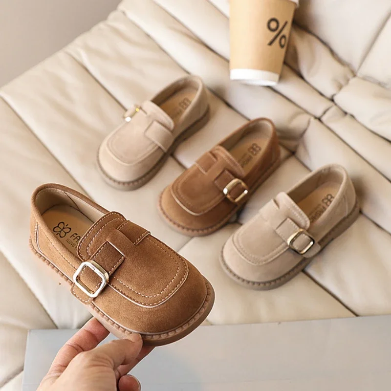 Mode Kinder Leder Schuhe Einfache Feste Farbe Mädchen Casual Kinder Schuhe Retro Mokassins Prinzessin Flache Schuhe Vielseitig Nicht-slip