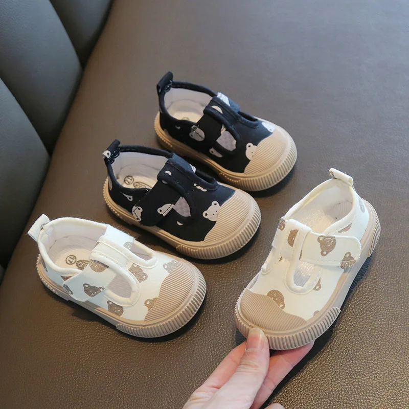 Quadratische Mund Jungen/Mädchen Freizeitschuhe Frühling Cartoon Weiche Sohle Wanderschuhe Jungen/Mädchen Kleine Kinder Schuh TPR Sohle Leinwand Schuh