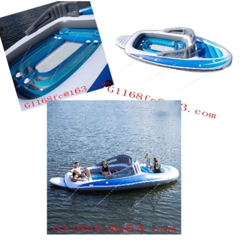 Aufblasbares Yacht-Wasserboot für Outdoor-Partys, 6-Personen-Inselboot, Leder-Raftingboot, Aufblasbares Kanu Image