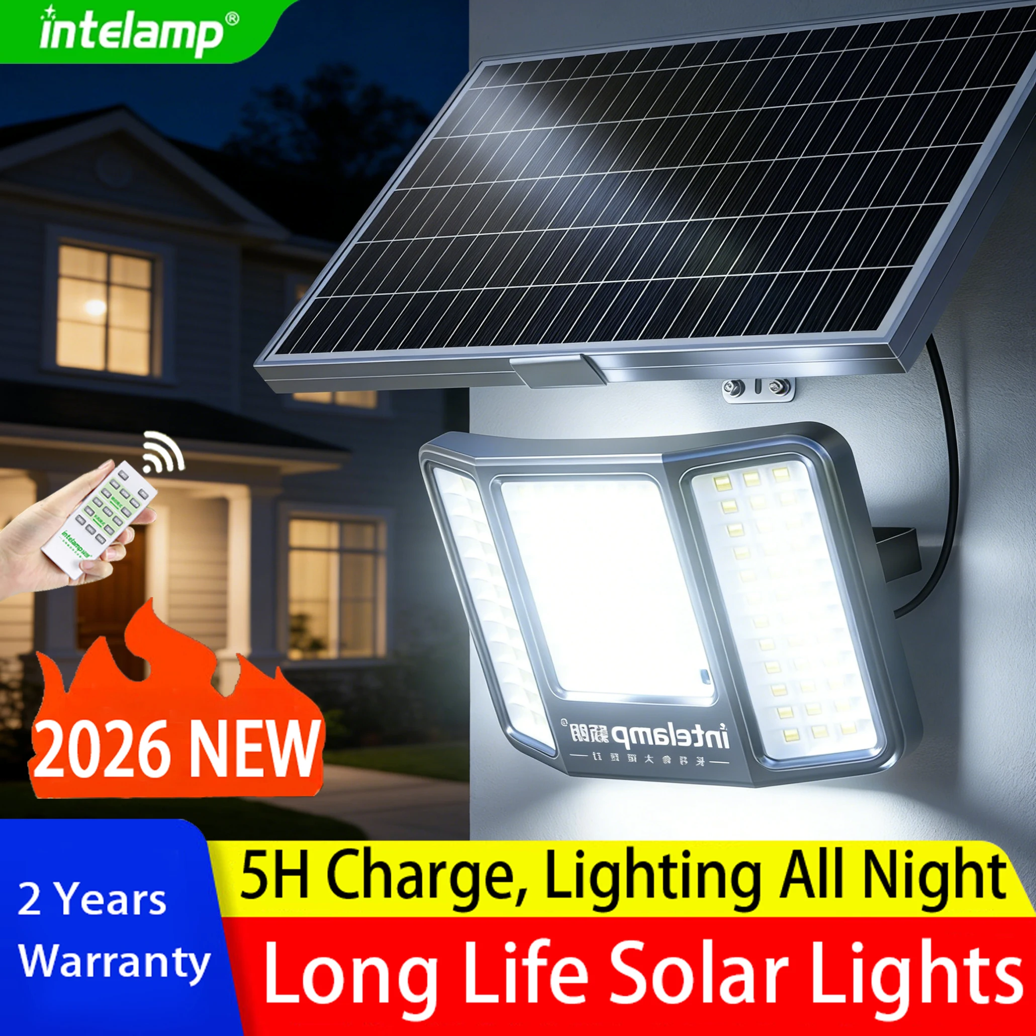 2026 4500LM Solar-Flutlicht Außen-Solarlampe 40000mAh 268LED Sonnenlicht Fernbedienung Wasserdichte Garten-Straßen-Wand-Hoflampe solarleuchte außenbereich solarlampe für außen led solar außenleuchte