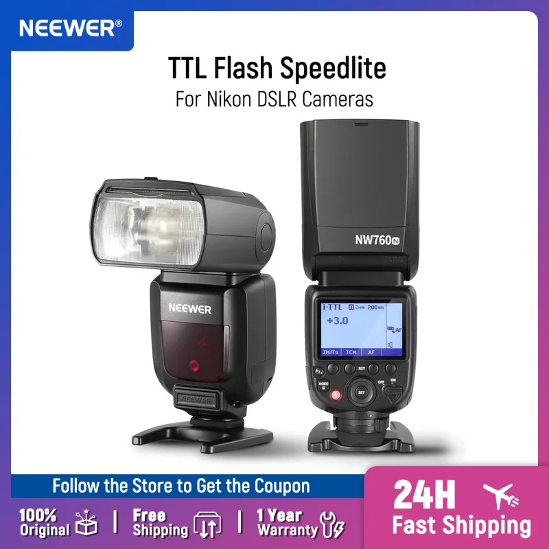 NEEWER NW760-N TTL-Blitz Speedlite 76 Ws GN60 2,4 G 1/8000 s HSS-Blitzgerät, TCM-Konvertierung für Nikon DSLR-Kameras Image