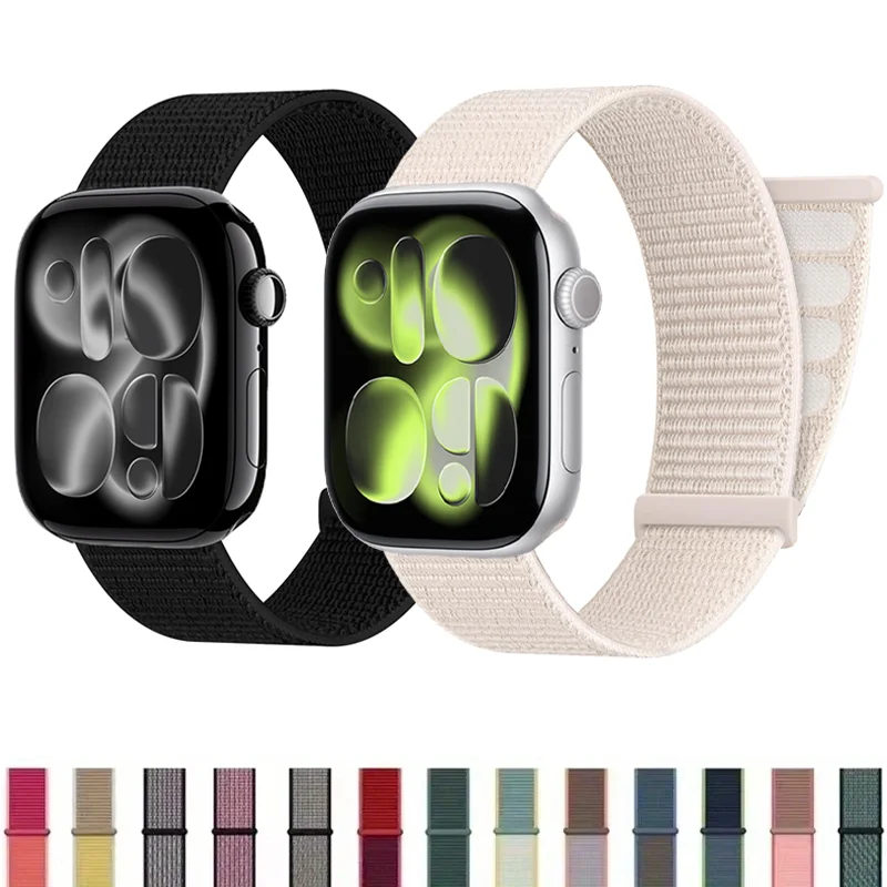 Nylon-Schlaufenarmband für Apple Watch Band S11 46 mm 40 mm 44 mm 45 mm 42 mm 41 mm Smart-Gürtelarmband für IWatch 49 mm 11/10/9/8/7/6/SE/5/4 Image