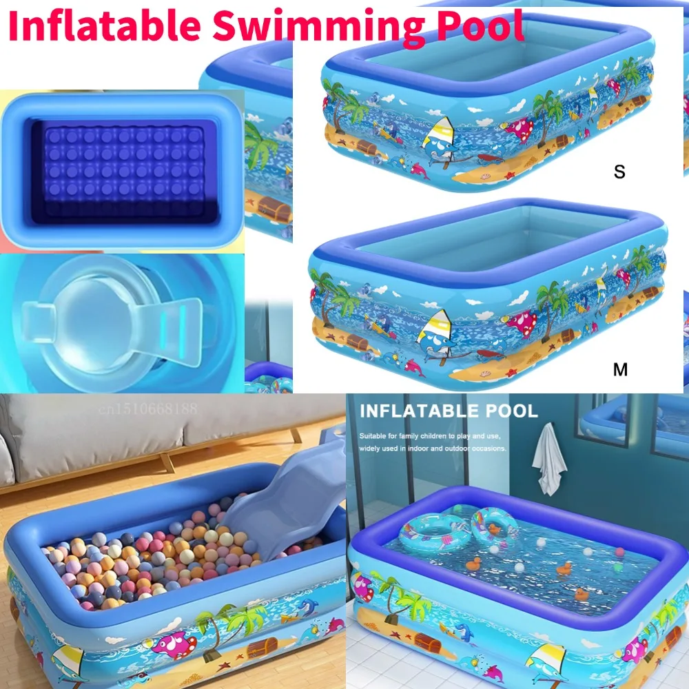 110–120 cm aufblasbares Schwimmbad für drinnen und draußen, PVC-Schwimmbecken, Cartoon-Verdickungs-Schwimmbecken für Kleinkinder, Kinderbecken Image