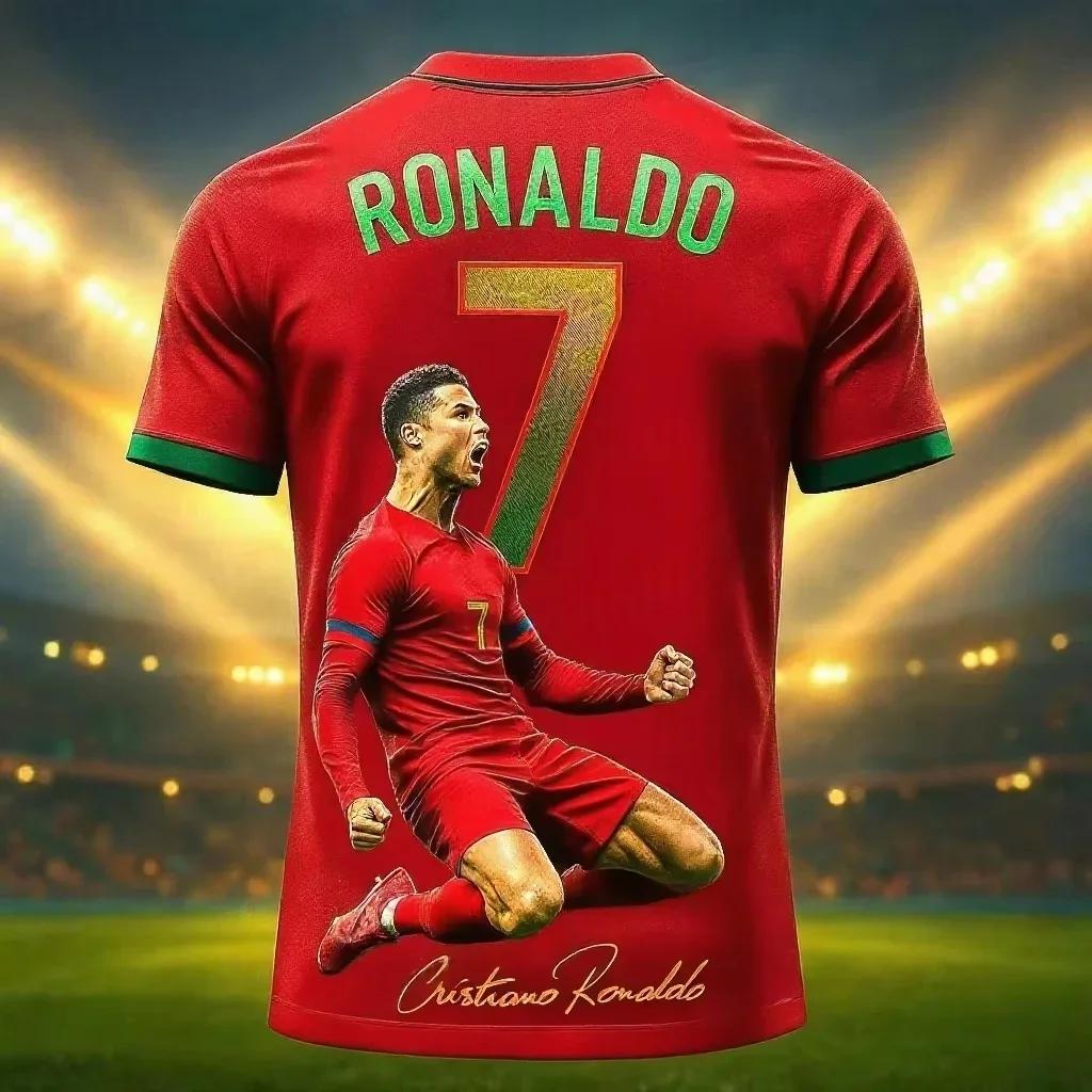 Meistverkauftes Fußballtrikot 3D-Druck NR.7 Ronaldo Herren Damen Kinder T-Shirt Sommer Alltag Sport Atmungsaktiv Lässig Kurzarm Image