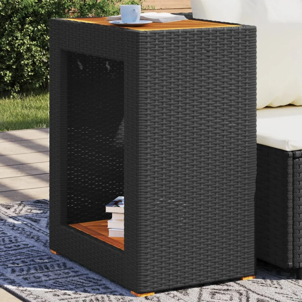 Garten-Beistelltisch mit schwarzer Holzplatte, 60x40x75 cm, moderner, wasserfester Gartentisch aus Holz für Terrasse und Hof (nur Tisch)