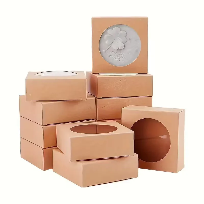 10/30 Stück DIY Kraftpapier-Box mit Fensterpapier-Geschenkbox, Süßigkeitenverpackung, Hochzeits-Familienversammlung, Party-Geschenkbox Image